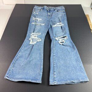American Eagle Jeans Women's 32x27* Super High Rise Flare Blue Denim Tag 14 S